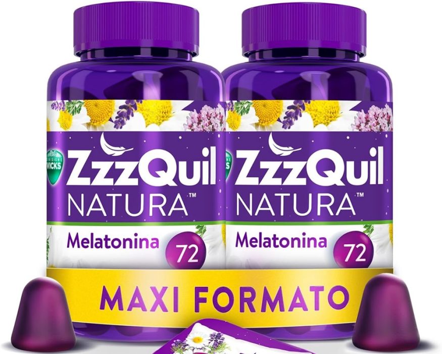 ZzzQuil Natura Integratore con Melatonina pura ed Estratti Di Valeriana Per Dormire, Camomilla